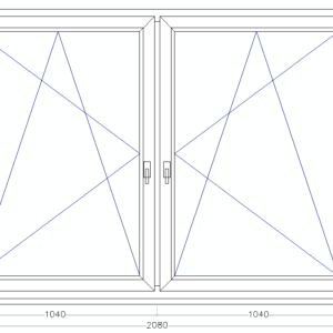 208 x 148 cm tokosztott műanyag ablak bukó-nyíló/bukó-nyíló
