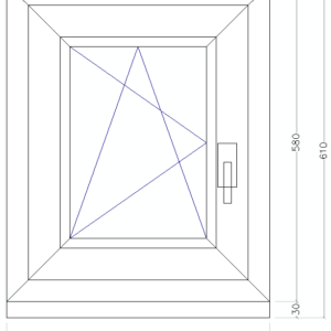 48 x 58 cm bukó-nyíló műanyag ablak balos
