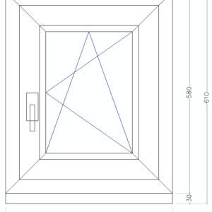 48 x 58 cm bukó-nyíló műanyag ablak jobbos